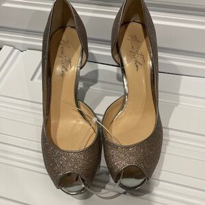 Marc Fisher Sparkling Peep Toe Heels - Silver women’s size 10